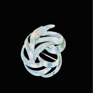 Monet Vintage Brooch Pin Silver Tone Swirl Marked Monet